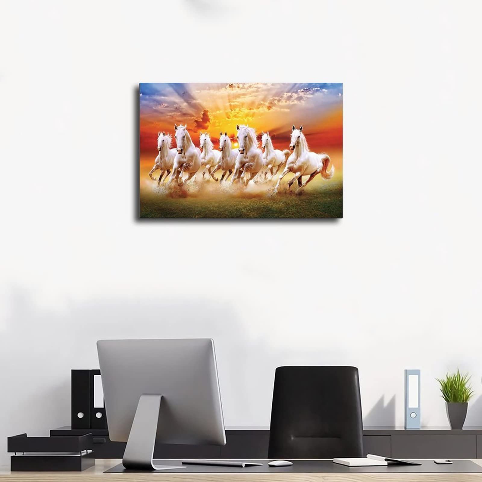 Tableau Cheval Aquarelle Sur Toile 30x40cm - Déco Murale Salon Style Marin