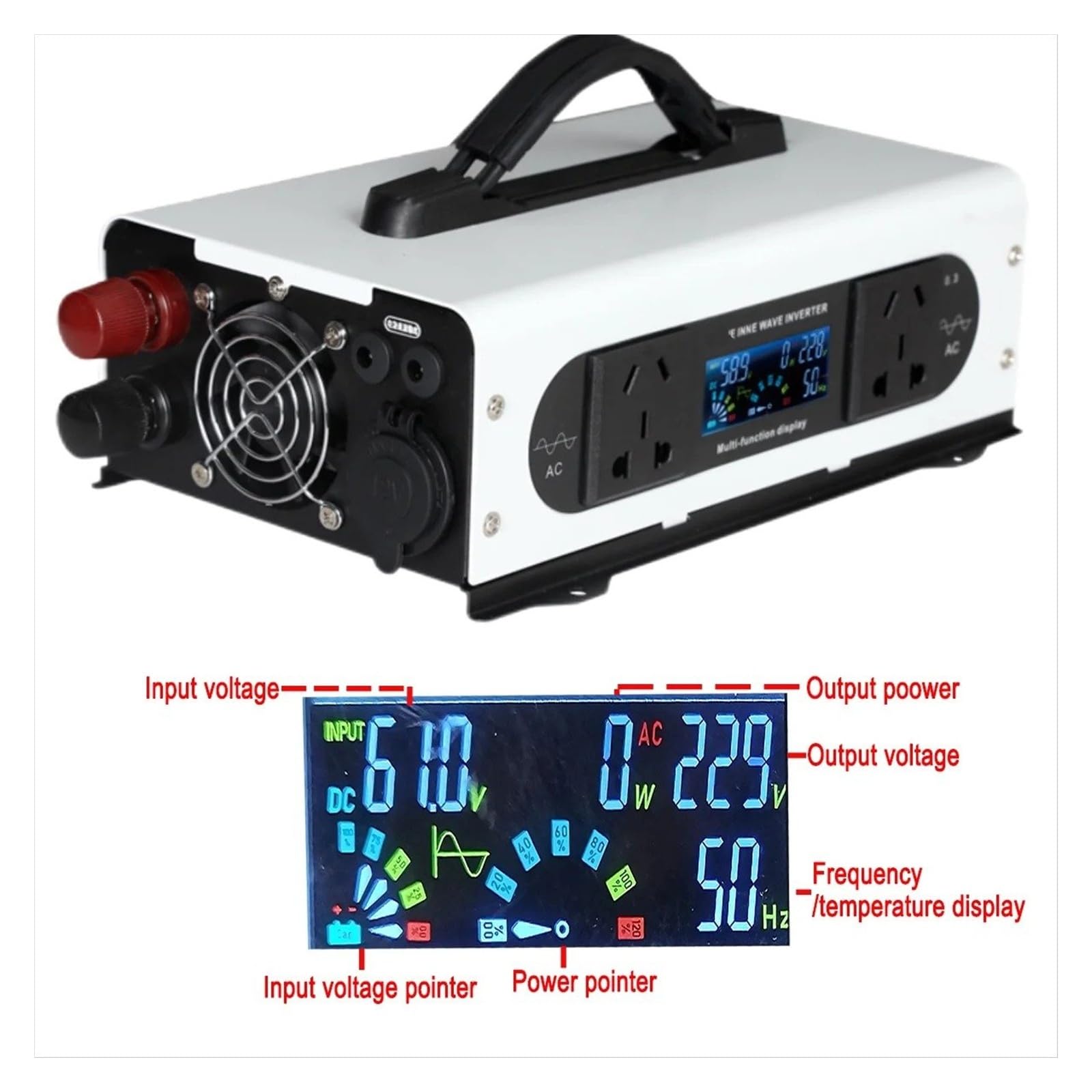 Convertidor Adaptador Onda Sinusoidal para Pura 12V 220V Banco Energía Portátil Inversor Solar 1500W 3500W USB 24V DC 48V 60V AC220V 230v Convertidor Coche inversor