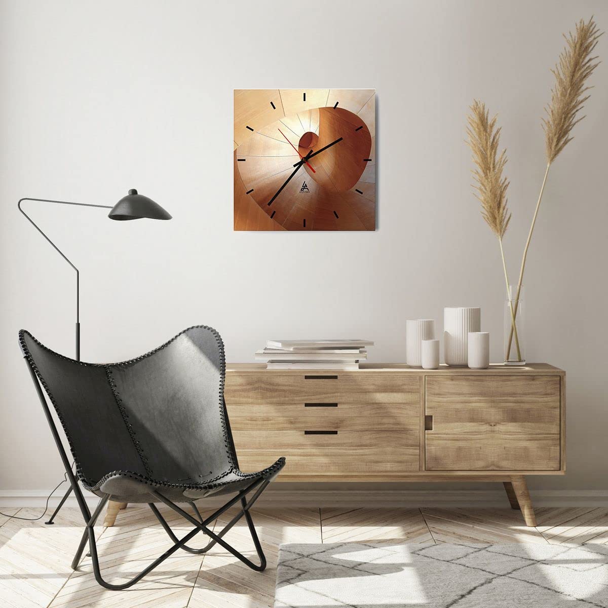 Moderno Reloj de Vidrio 40x40cm Cuadrado Decorativo Abstracto Arte - 4652
