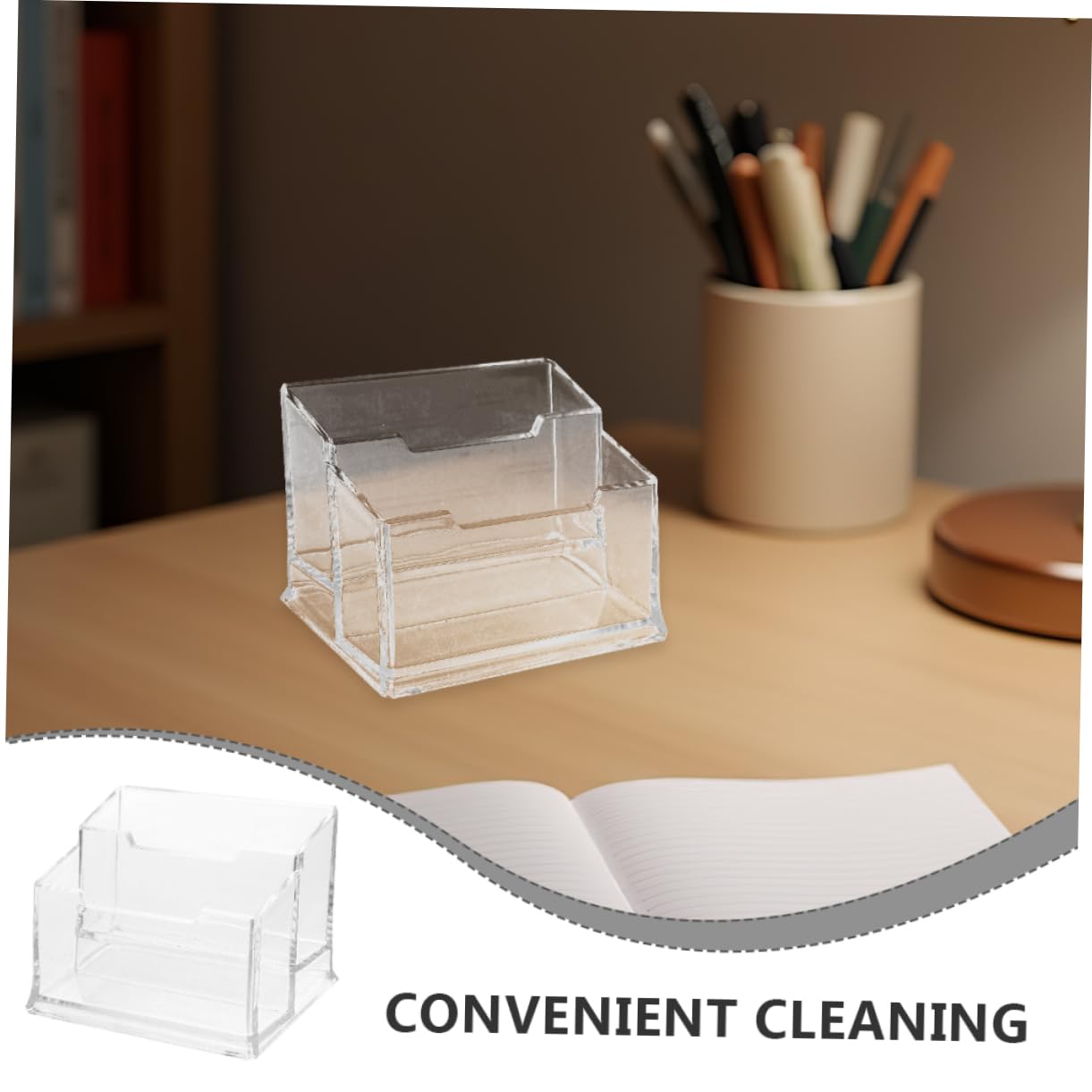Tarjetero de Escritorio de Plástico Transparente, 5 Piezas | Ligero y Portátil, para Entornos Profesionales y Ferias, Organizador de Tarjetas para Mesa de Oficina