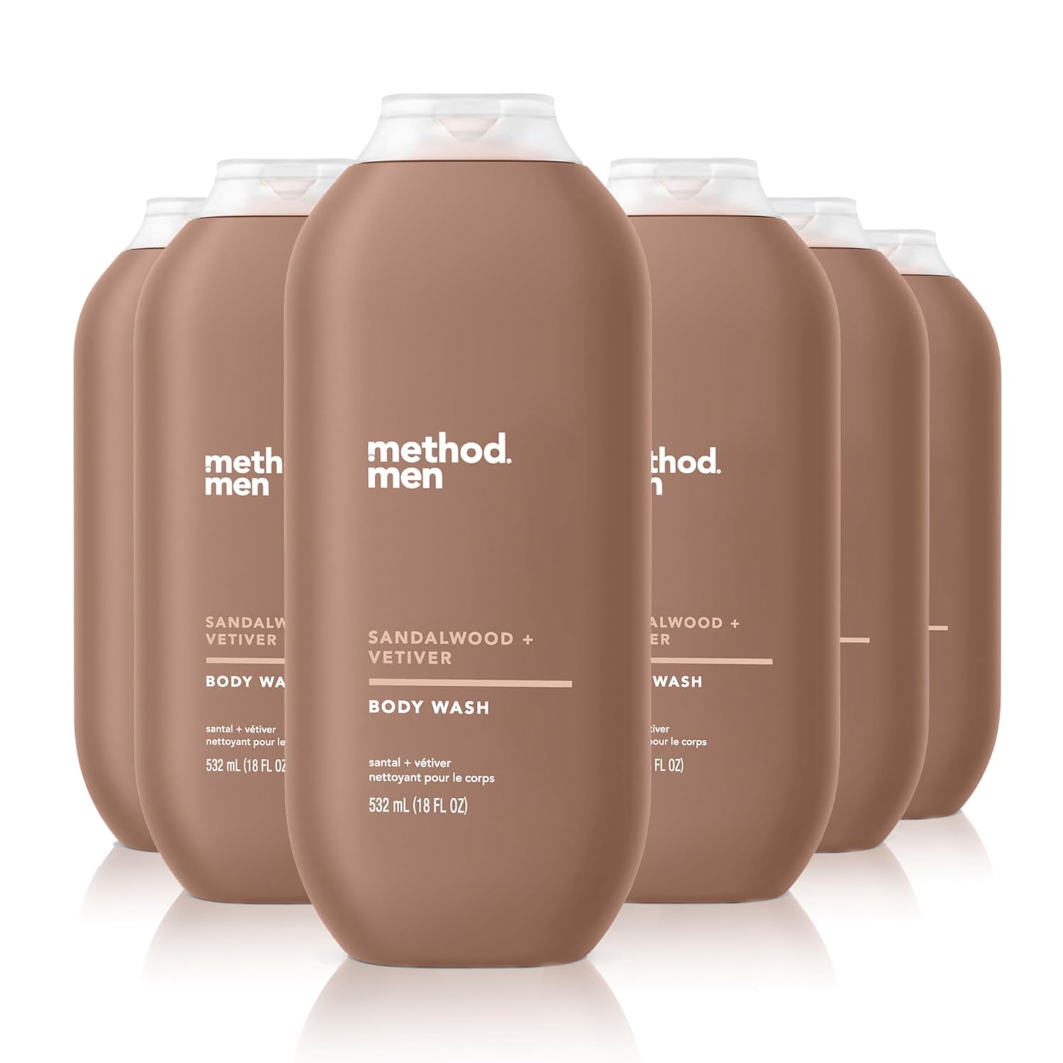 Method Method Men Body Wash, Sandalwood + Vetiver, 18 Ounces, Pack Of 6, Sandalwood + Vetiver, 6 count