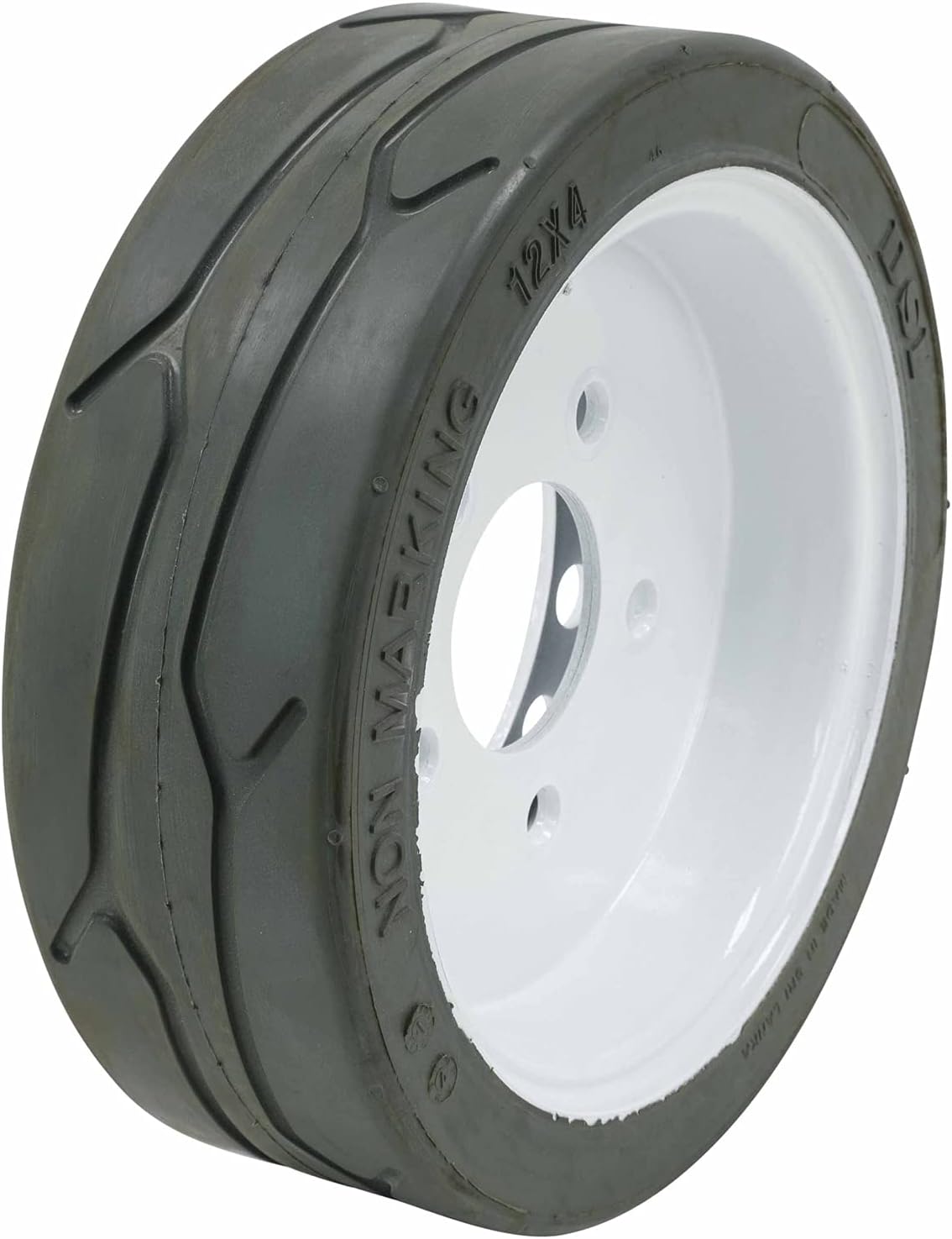 Mytee Products (4 Pack) SkyJack 158436 Scissor Lift Tires 12 x 4, Brake- Model # SJIII3219, SJIII3015, SJIII3215, SJIII3019 | Non-Marking Wheel Assembly