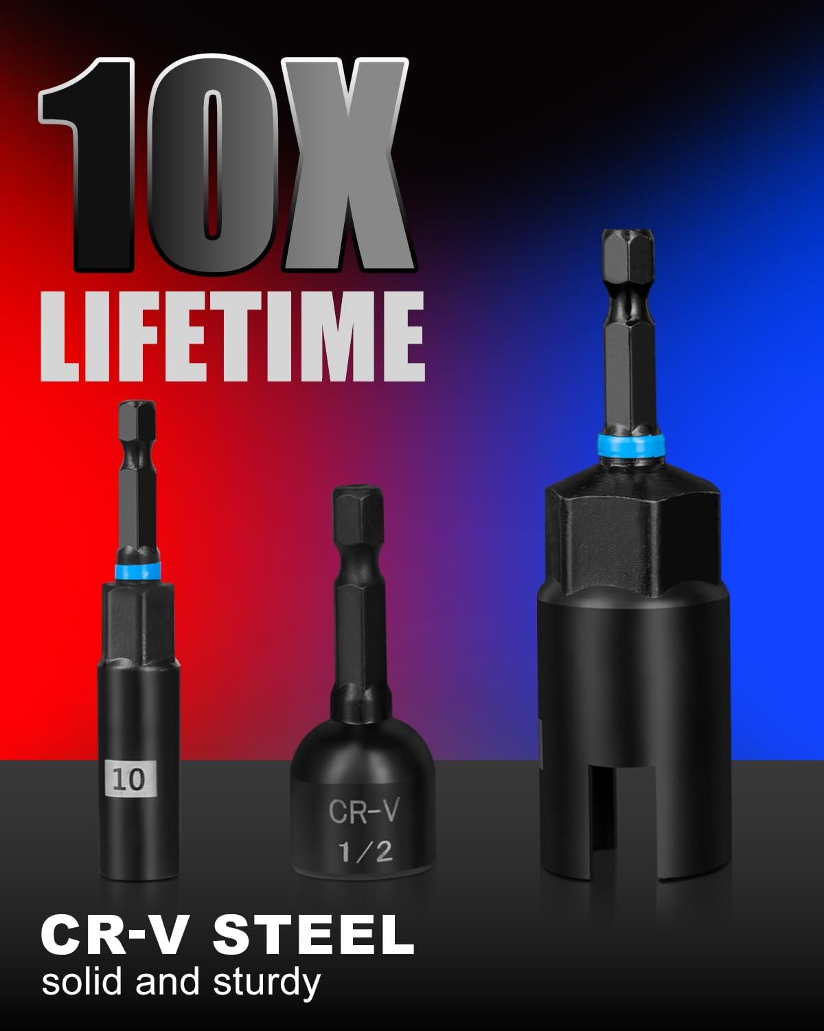 ROTATION 34-Piece Impact Nut Driver Set, Magnetic, SAE & Metric, Nut Drivers Set for Impact Drill, Deep Impact Nut Drivers, Impact Socket Adapters, Wing Nut Driver, Bit Extension, with Storage Case