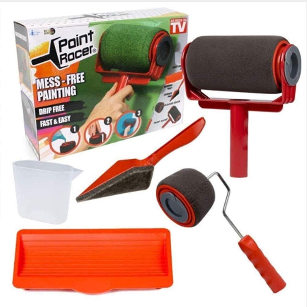 Paint Runner Pro - Kit de pinceles con sistema antigoteo, tecnología antisalpicaduras, cortador de esquinas, vertedor de pintura y fácil flujo para pintura azul Uptodate