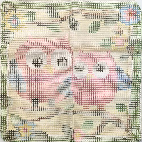 Image of Howie's Latch Hook Kit, DIY Owl Pillow Crochet Yarn Kits for Adults, Color Preprinted Pattern Embroidery Sofa Cushion Cover (Pink Owl, 16.93 x 16.93 inch)