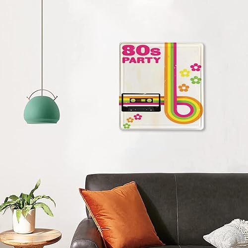 Miniatura 4 de Metal Tin Sign-retro poster 80s party flyer with cassette tape-Retro Home Kitchen Office Garden Wall Decor Tin Plaque12x12 Inch(30cmx30cm)