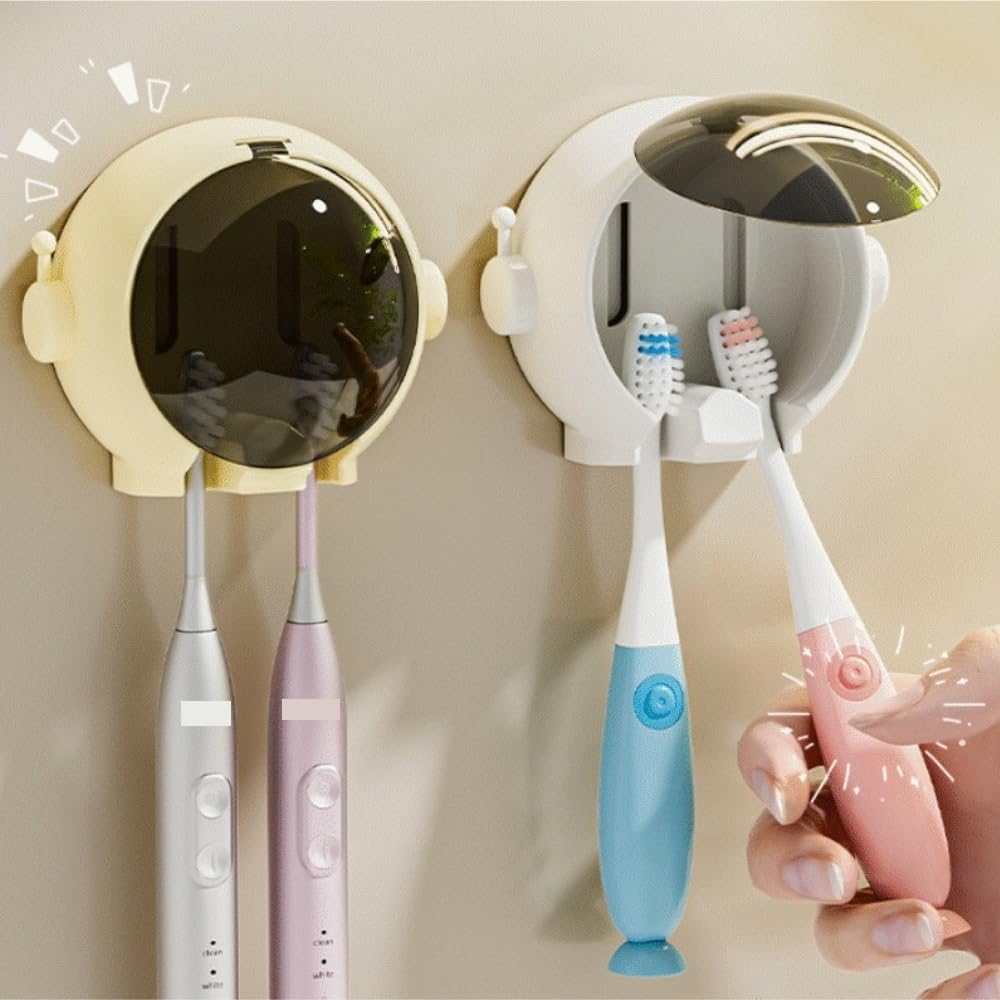 Portacepillos de Dientes para Familia Montado En La Pared Ningún Tenedor del Cepillo De Dientes Estante Almacenamiento Cuarto Baño Taladro For El Uso Hogar Cocinas(Pink)