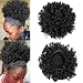 GX Beauty Afro Puff Drawstring Ponytail Short Synthetic African America Kinky Curly Ponytail Puff Hairpiece for Black Women(1B#)