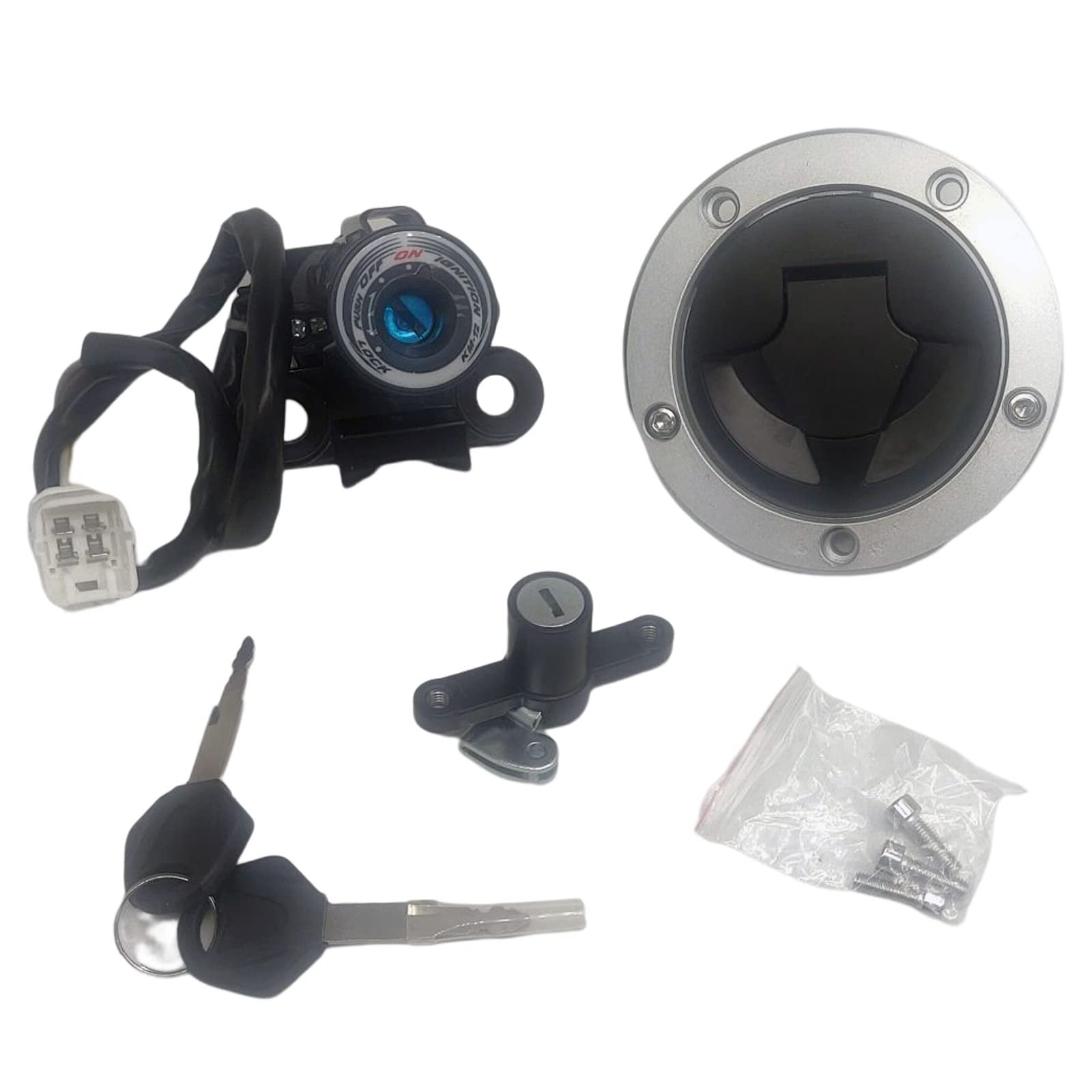 RAYANA Ignition Switch+Gas Fuel Tank Cap+Seat Lock+Keys Compatible for Kawasaki Ninja 650/EX650 2013-2016 Ignition Switch Fuel Gas Cap Cover Seat Lock Key Set
