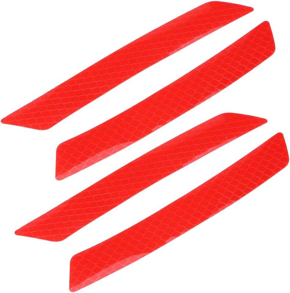 4pcs Car Reflective Safety Stickers, Keenso Auto Wheel Eyebrow Bumper Decals Self Adhesive Safety Warning Caution Stickers(Red)