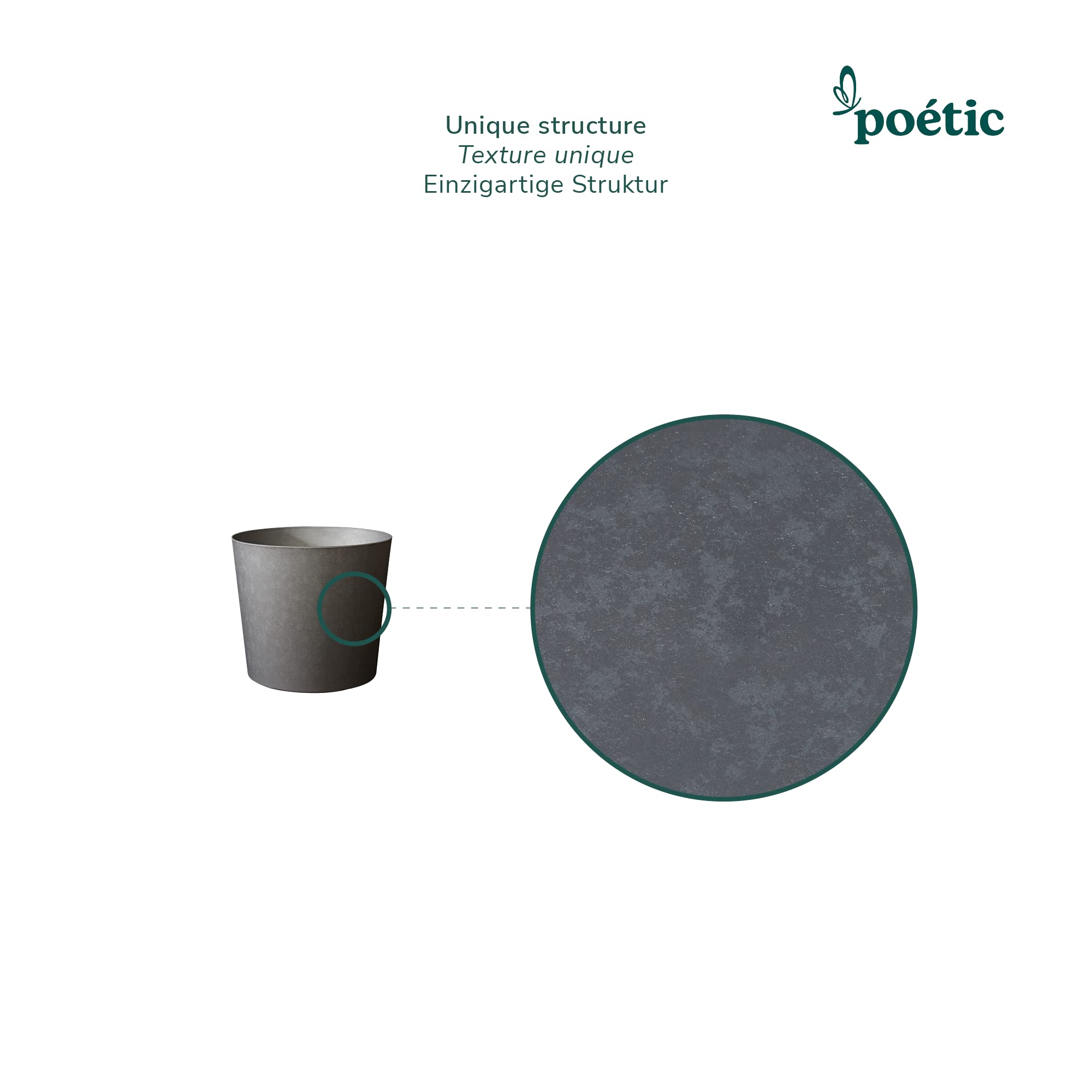 POETIC - Blumentopf für den Außenbereich - Konisches Pflanzgefäß für Indoor - Farbe Schiefer - 39,1 x H.32 cm, 30 Liter - Aus recyceltem Kunststoff