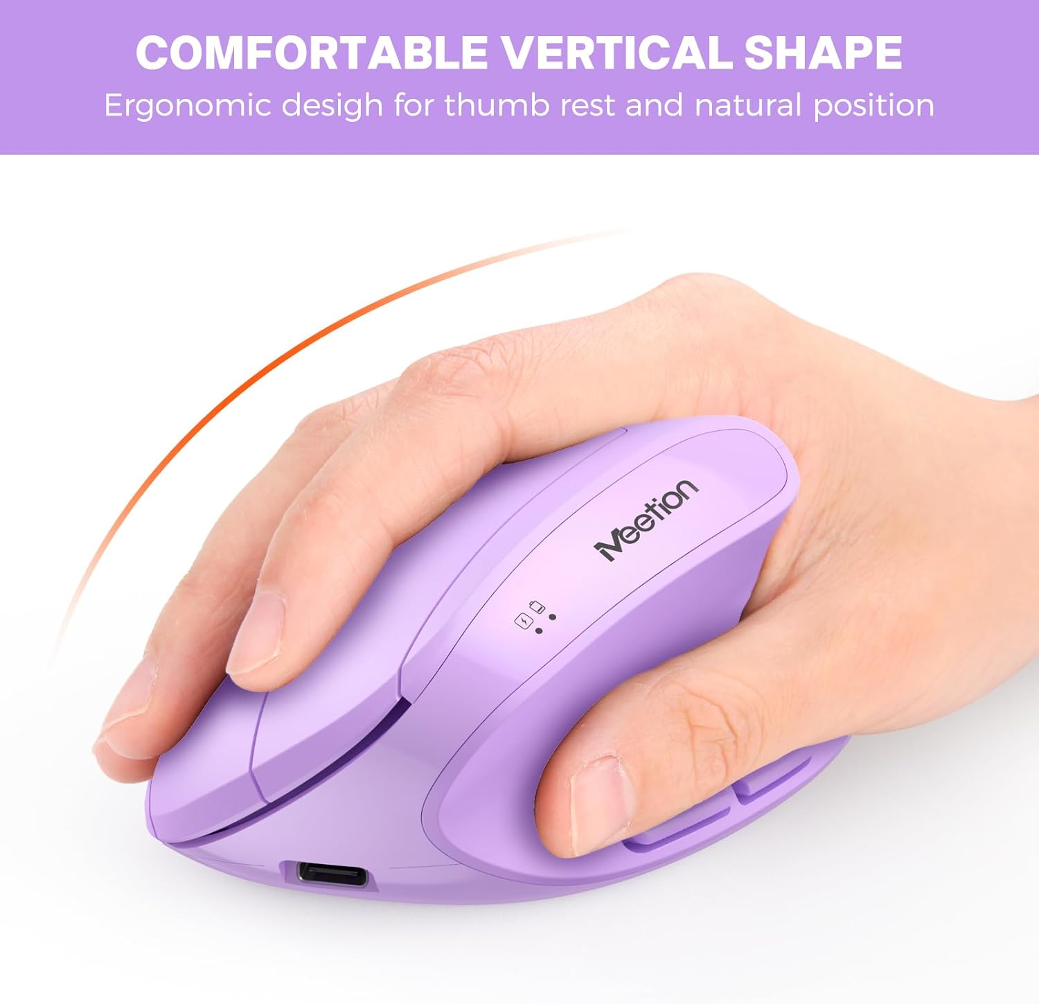 MEETION Ergonomic Keyboard and Mouse Combo, 2.4G Cordless Split Keyboard with Cushioned Palm Rest, Vertical Wireless Mousefor Windows/Mac Purple