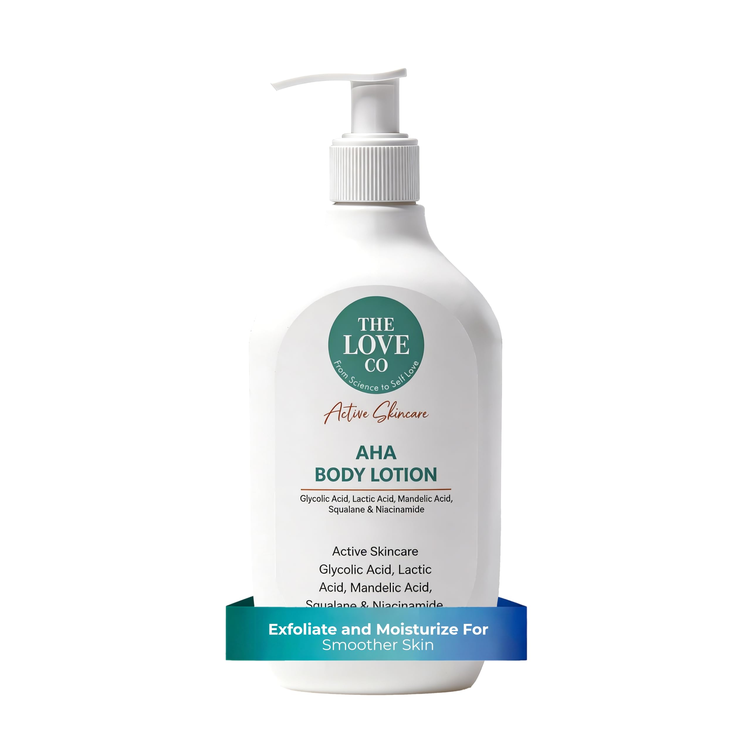 THE LOVE CO 10% AHA + 2% BHA Body Lotion - Nourishing Formula for Dry Skin - Women & Men - Enhanced with Niacinamide, Shea Butter, Vitamin E - 325ml