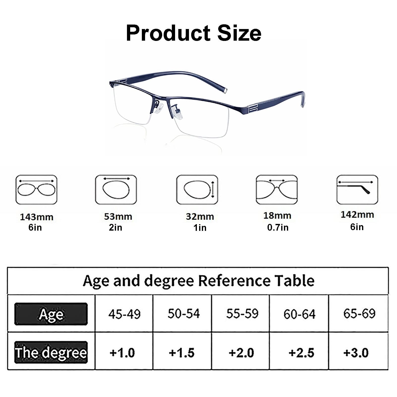 Gafas De Lectura, Gafas Presbicia, Anteojos con Estilo De Uso Dual Lejano Y Cercano Progresivo Anti-Azul, Anteojos Antideslumbrantes/UV, Medio Marco (Color : Black, Size : +2.5)
