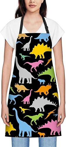 Miniatura 2 de oFloral Mujeres Hombres Delantal para Cocina casera 003, Colorido dinosaurio.