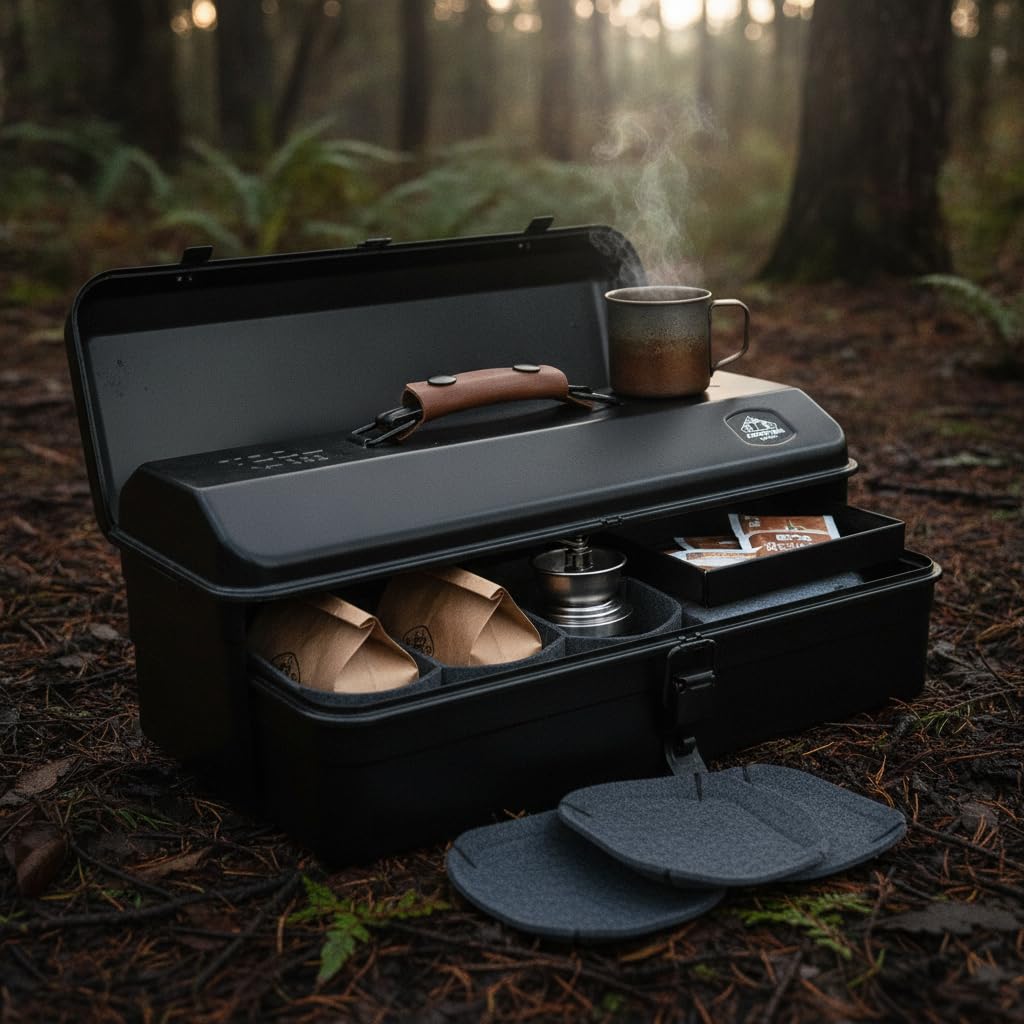 Camping-Aufbewahrungsbox aus Metall, Elegantes Cremeweiß