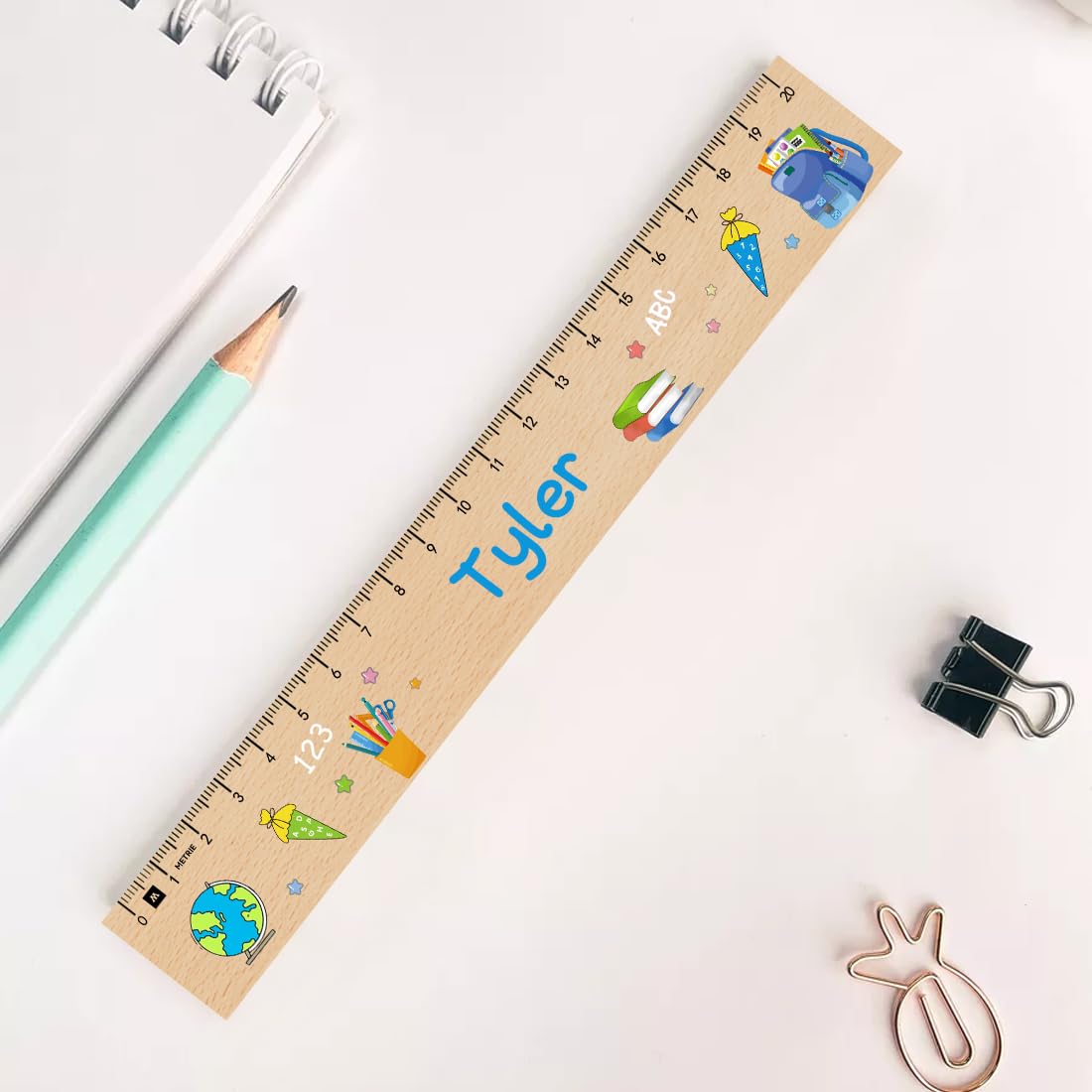 Righello in Legno 20 cm Bambini Giocattolo Regalo Ritorno a Scuola