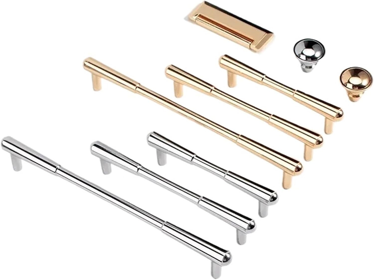 Modern Minimalist Bright Chrome Door Handles Zinc Alloy Kitchen Cabinet Handles Drawer Knobs Furniture Handle Hardware 2Pcs(Gold 96mm)