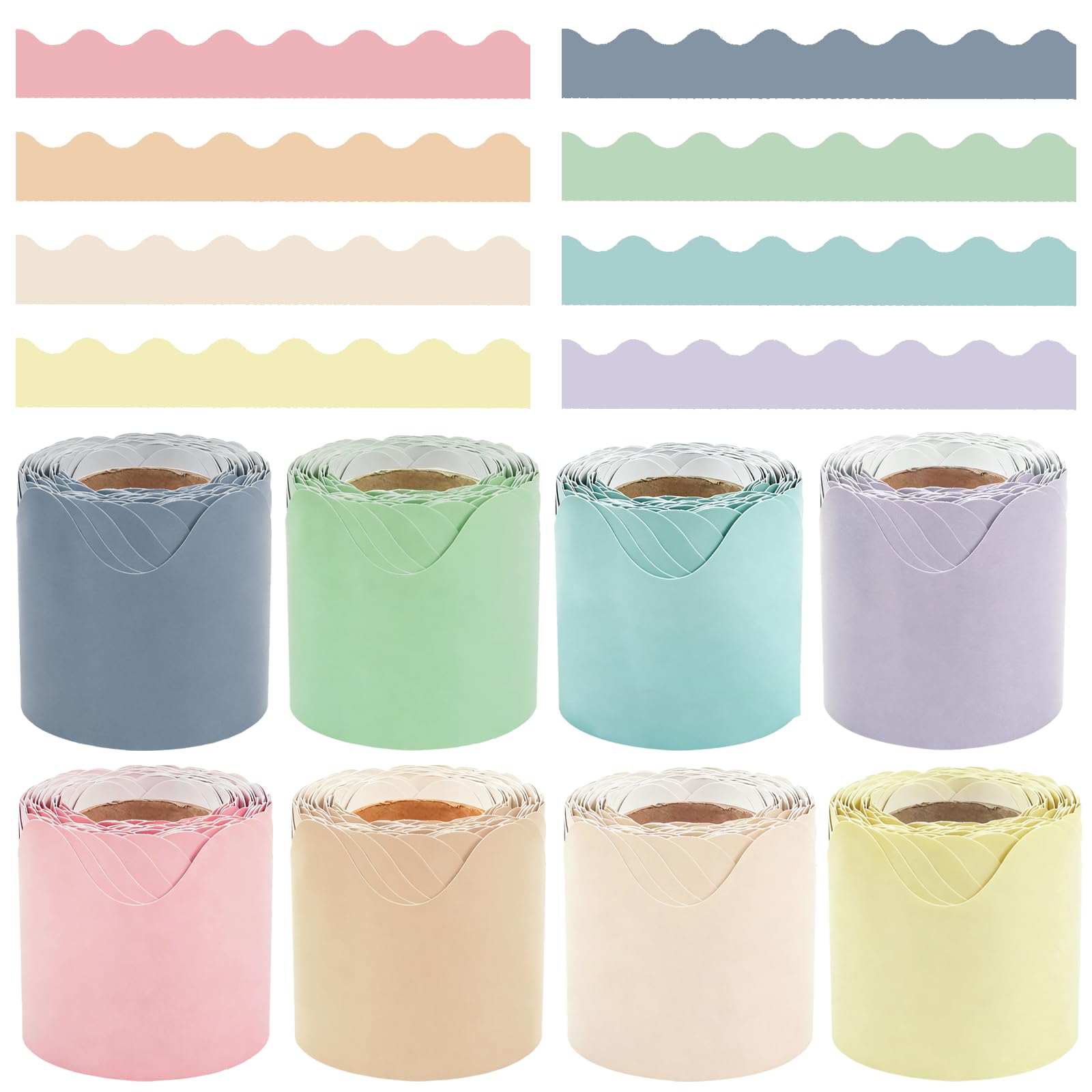 Bordure ondulée amovible pour tableau avec points adhésifs lot de 8 rouleaux colorés