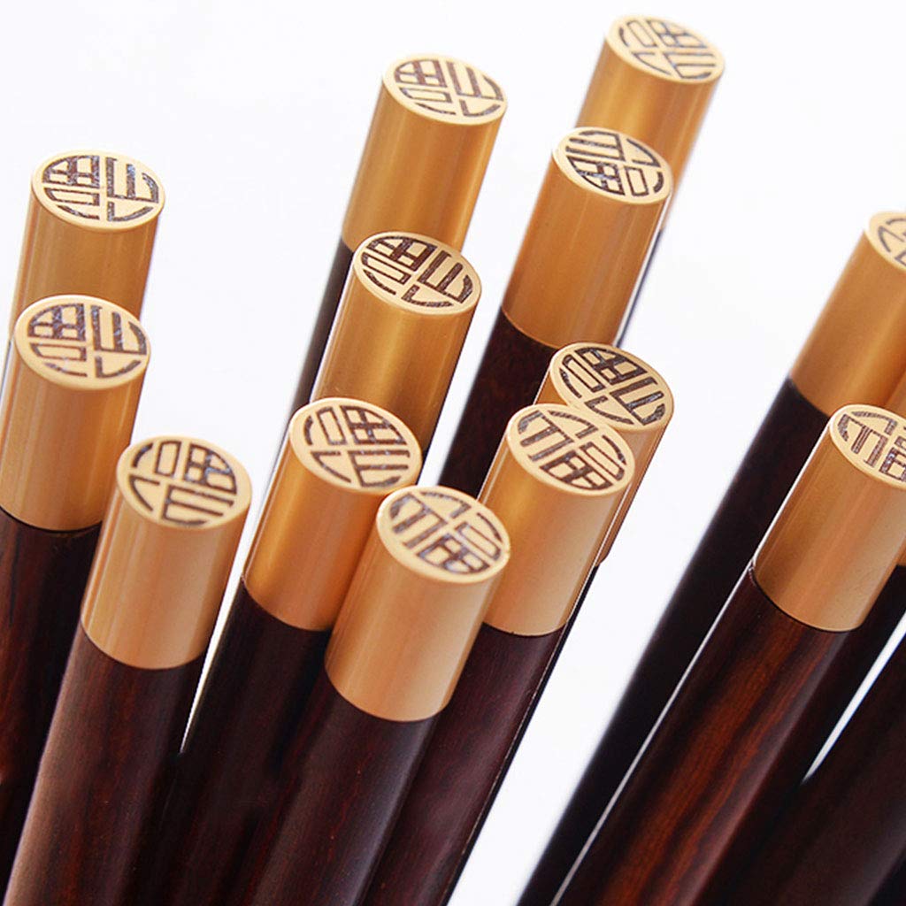 Coffret Cadeau de Baguettes réutilisables en Bois avec étui, Baguettes à Sushi japonaises Rondes, Baguettes Chinoises de Luxe en Bois Naturel, Baguettes antidérapantes, Baguettes l(1 Pair)