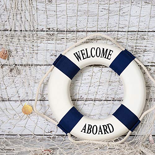 Royal Brands Basic Fundamentals Welcome Aboard - Nautical Decorative Life Ring Buoy - Home Wall Decor - Nautical Decor - Beach House-Decorative Life Ring Preserver (20X3.5X20) Perfect Nautical Size #TOP5