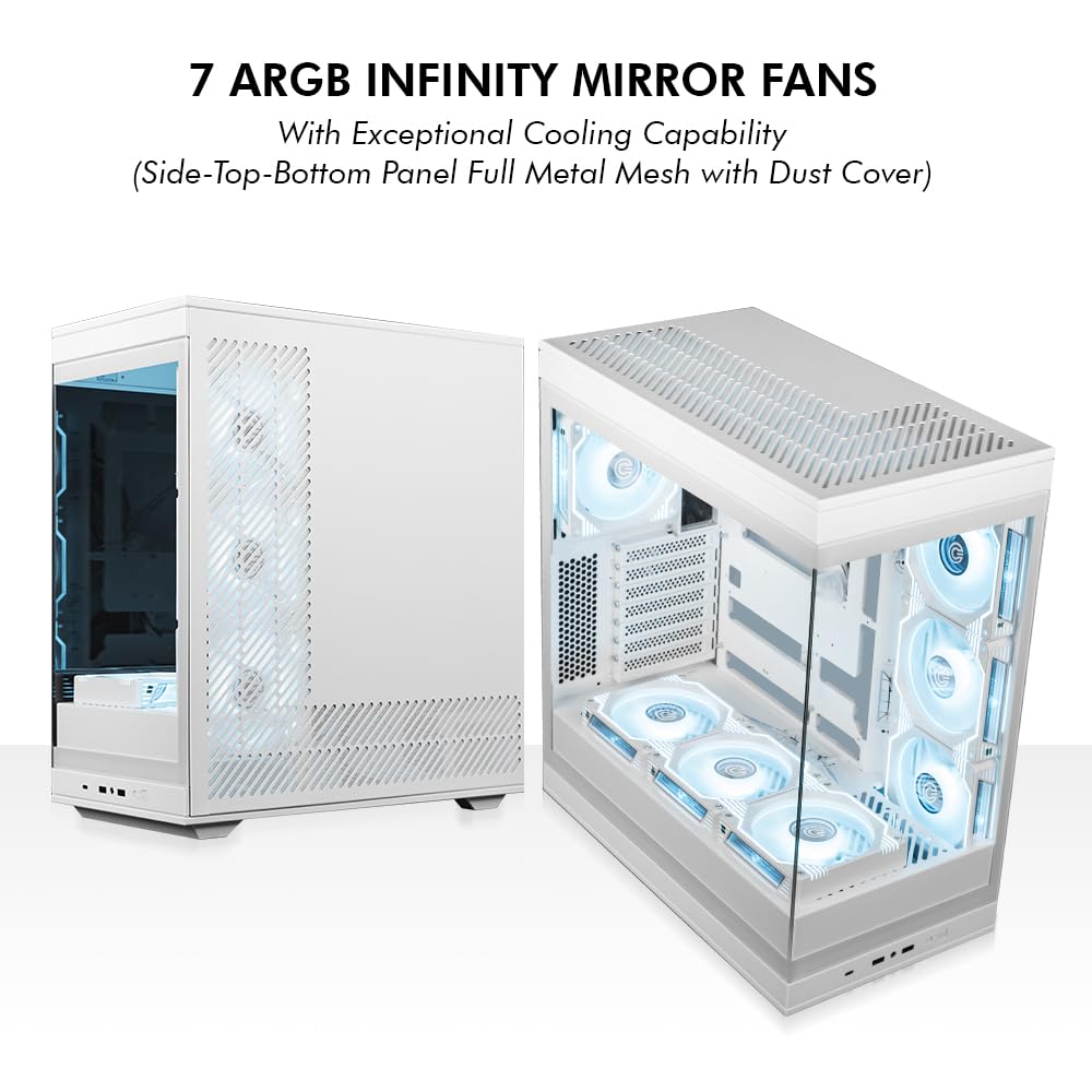Circle Thrillux Gaming Case - White | ARGB Fans -8