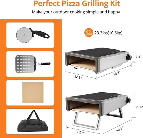 Miniatura 5 de Horno de pizza de 12 pulgadas para exteriores con accesorios para hacer marca, portátil a gas propano para patio trasero, cocina, campamento al aire