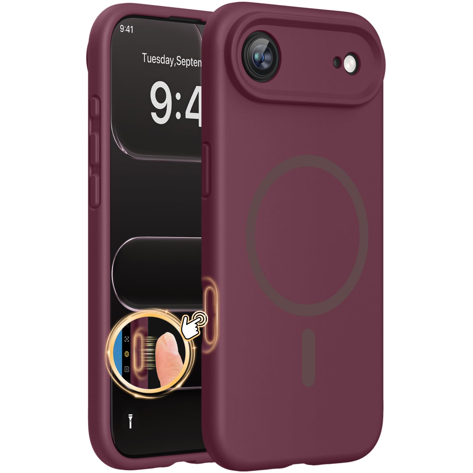 Miracase Magnetic for iPhone Air Case, Silicone, Wine Red