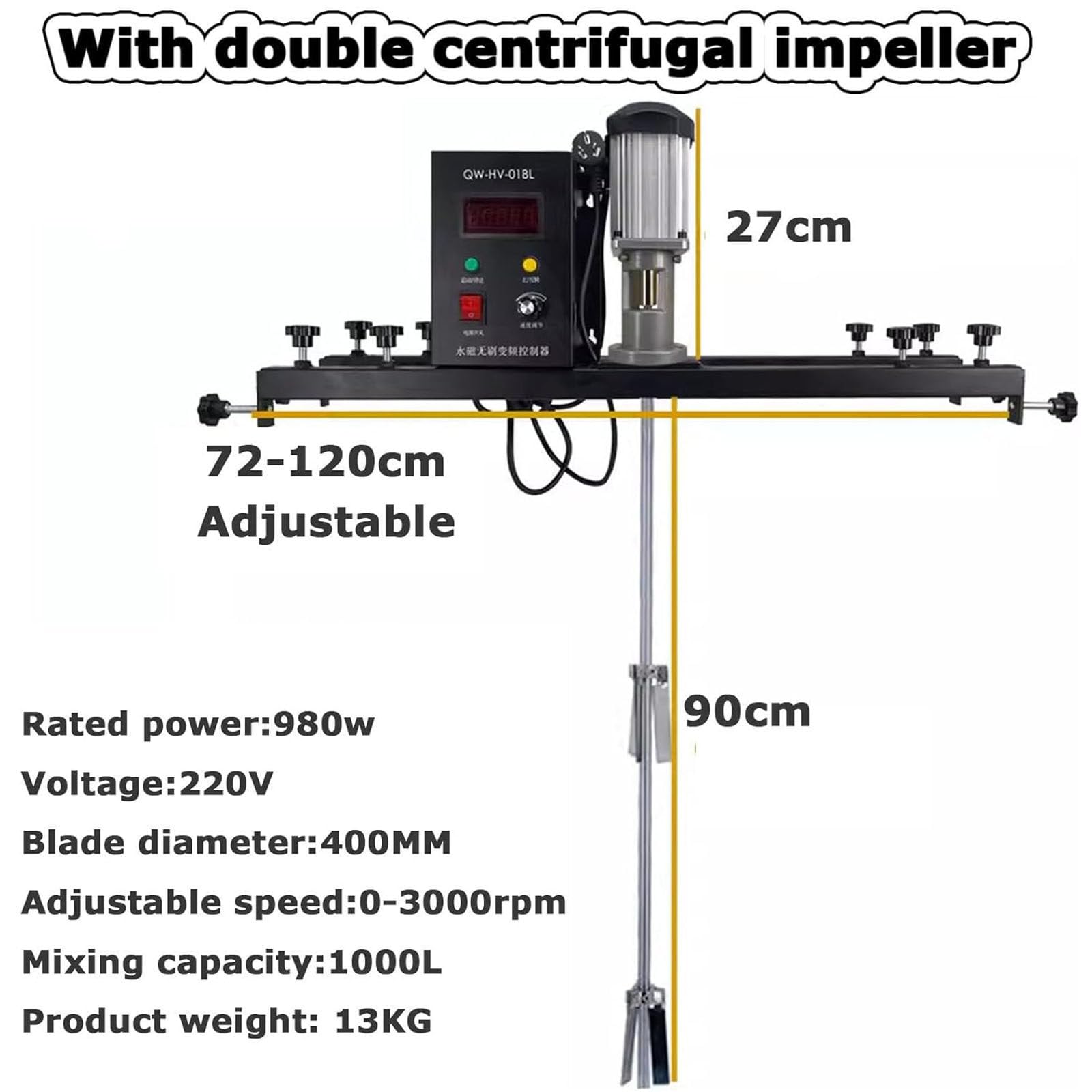 Agitador Aire IBC,Máquina Mezcladora Tanque Eléctrico,Máquina Mezcladora Tanque 1 Tonelada,Ajuste Velocidad Libre 0 a 3000 RPM,Herramienta Mezcla Pintura