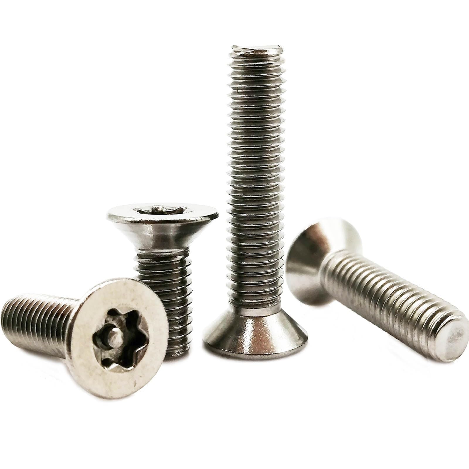 Tornillo autorroscante, 10/50 piezas M2.5 M3 M4 M5 M6 A2 304 de acero inoxidable Torx de seis lóbulos cabeza avellanada plana con pasador a prueba de manipulaciones (60 mm, 10 piezas M5)