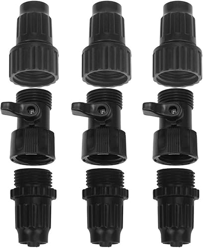 3 juegos de conectores para manguera de agua de jardín, manguera expansible, kit de reparación hembra macho con válvula de encendido y apagado