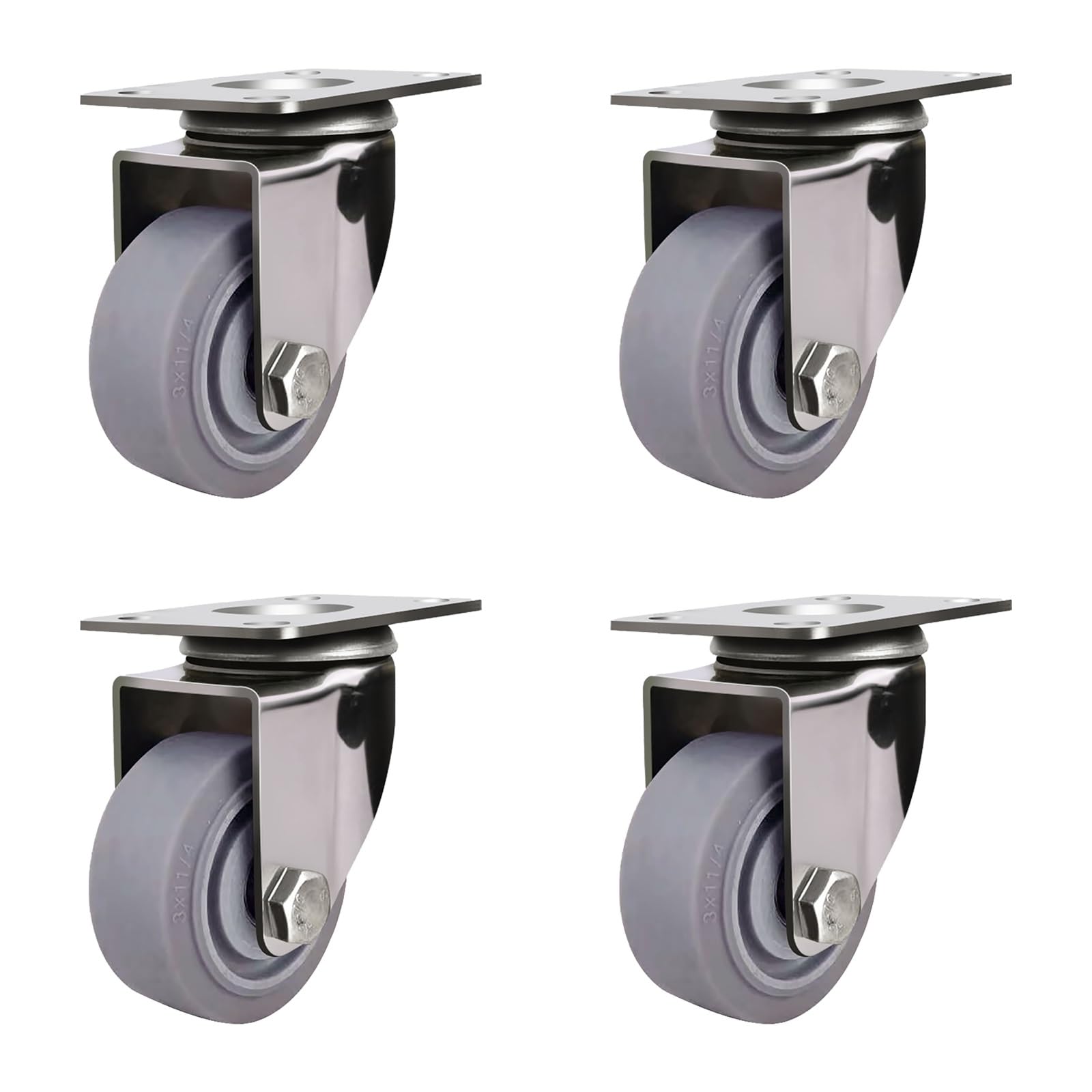 GYEQXKT Industrial Swivel Casters Set of 4 with Brake - Heavy-Duty Trolley Wheels for Furniture Workbenches and Trolleys - Easy Push & Pull Mobility