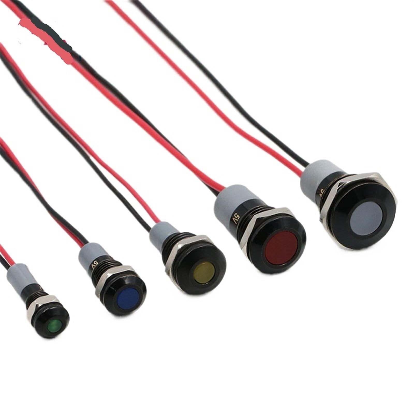 SRWNMTGFK20 6/8/10/12/16 metal (oxidized black) indicator lights with wire LED flat spherical two-color three-color signal lights(12-YHH)