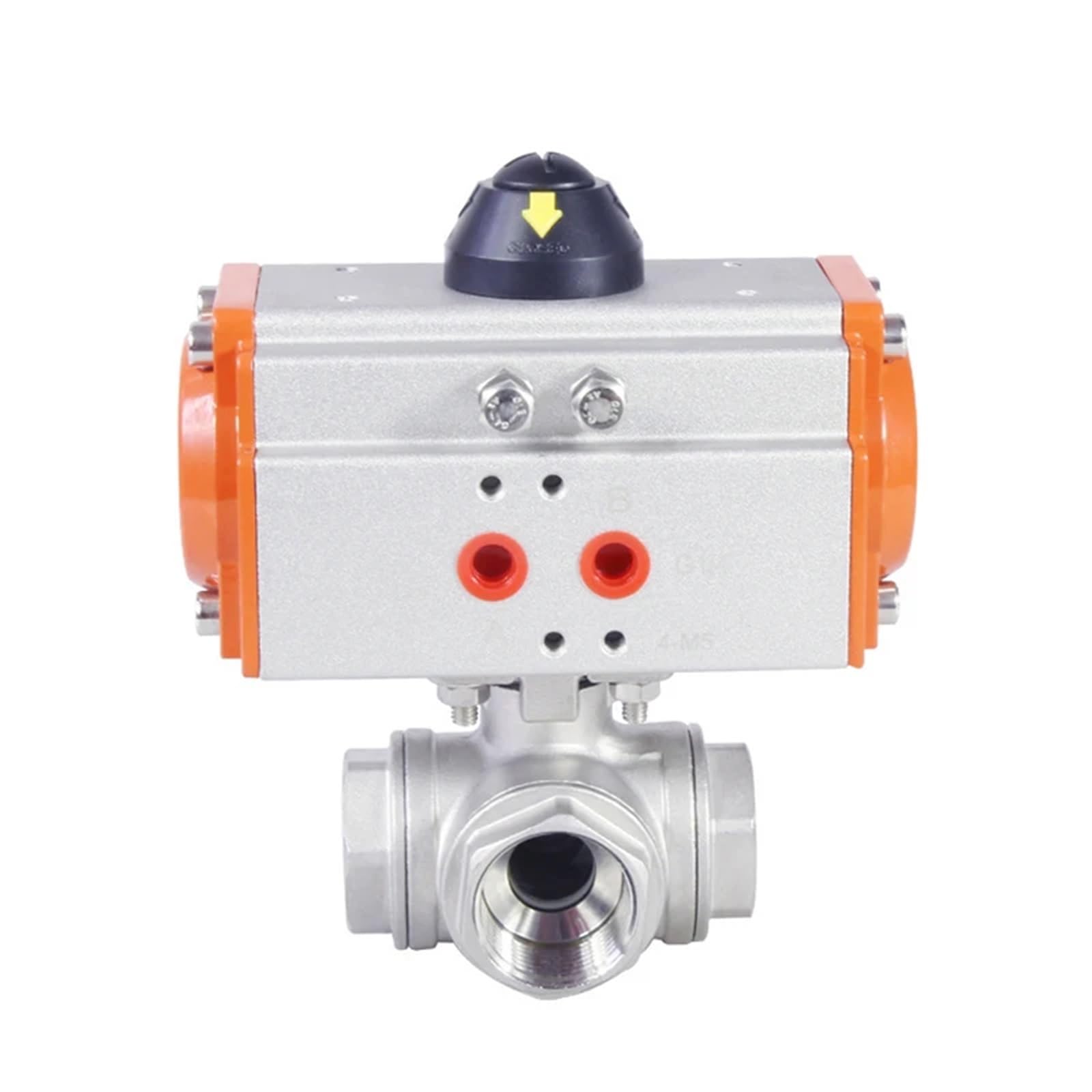 Válvula de bola neumática de 3 vías de acero inoxidable de 1/2 pulgada rosca hembra DN15 L