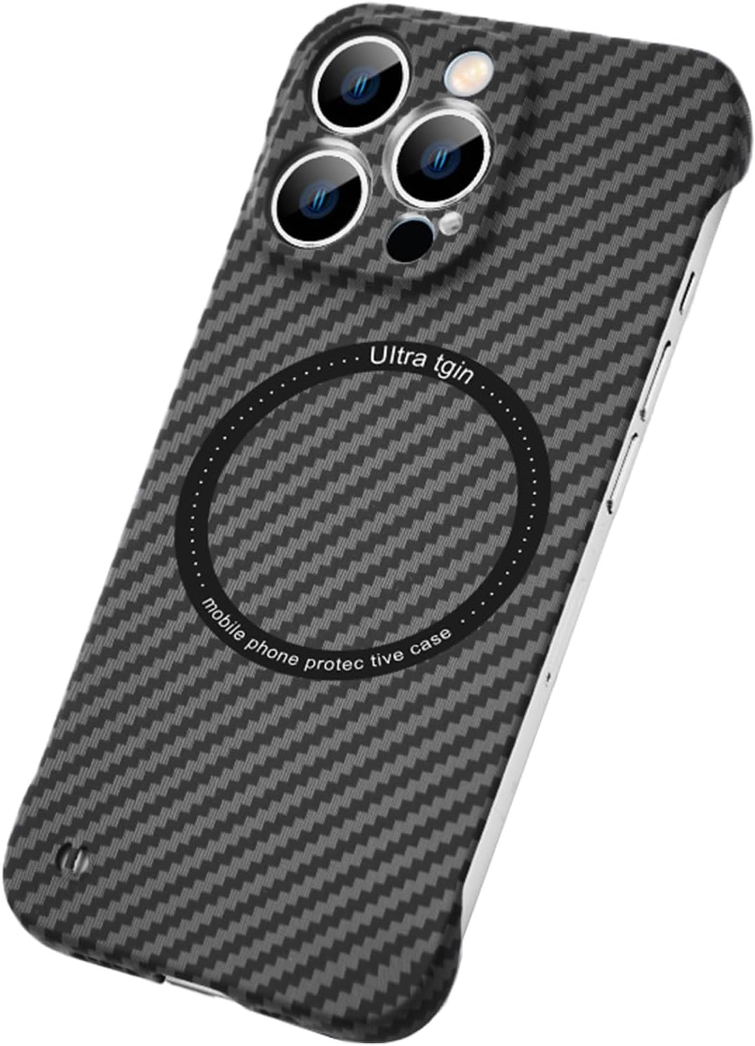 Compatible with iPhone 16 Pro Case, Ultra Thin Military Grade Drop Protection Borderless Rigid Phone Protective Case (Black, iPhone 16 Pro)