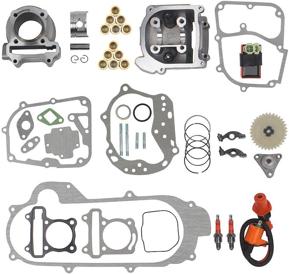 RUTU 69mm Valve GY6 Big Bore Kit 100cc,with 6pin Racing CDI Ignition Coil,Compatible with Big Bore Kit for 49cc, 50cc & 139QMB Scooter Engines - 50mm Cylinder Block, 90cc, Boosts HP & Speed 5-10mph