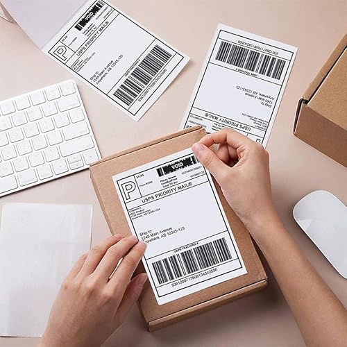 Versandetiketten 4x6 Thermo Etiketten 100 x 150 mm - 500 Etiketten Selbstklebend Leporello Falzetiketten Perforiert DHL Wasserfester Versandaufkleber, BPA Frei