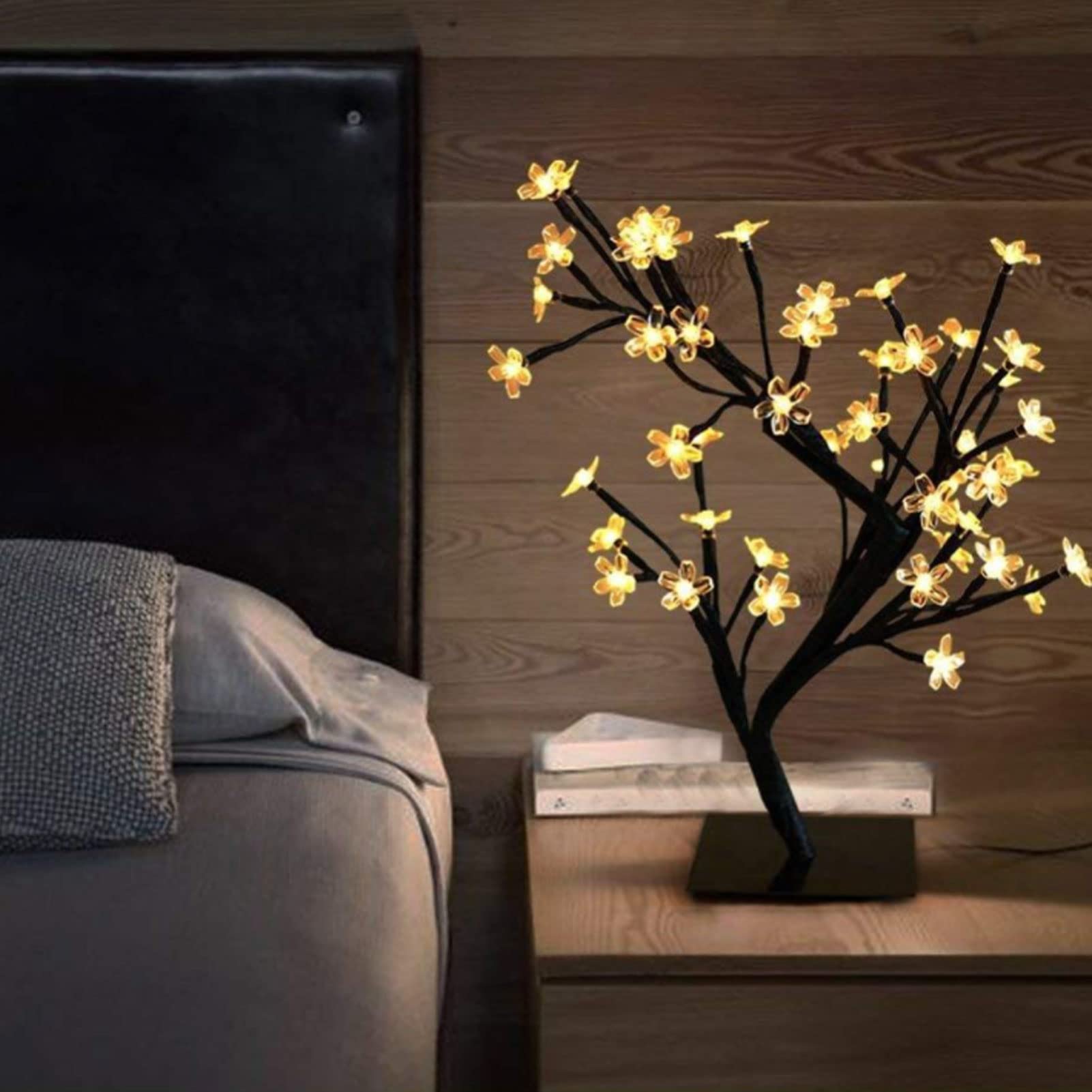 YGCLTREE Kerstmis LED tafel kersenbloesem Bonsai boom lichten, kleur fiber optic light pre-Lit bedlampje, bloem decoratief warm tafelblad buiten (wit / warme kleur