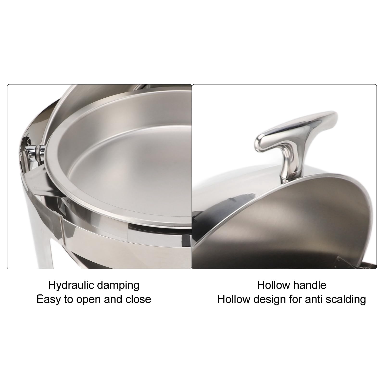 Ejoyous Chafing Dish Buffet Set Acero Inoxidable Buffet Chafer 6L con Tapa de Vidrio Visible Calentamiento de Alcohol Calentador de Alimentos Redondo para Buffets Catering Hoteles Fiestas (1 sartén