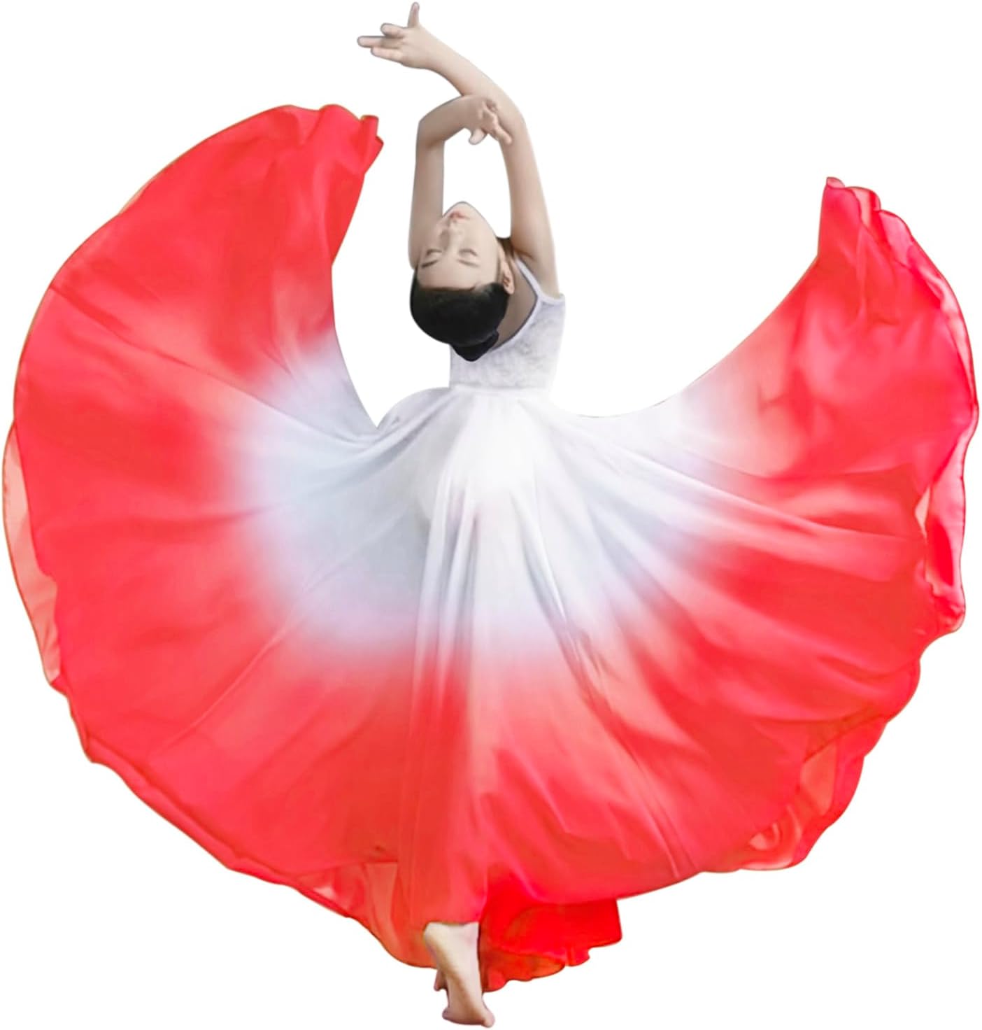 Z&X Gradient Color Sheer Long Flowy Wrap Skirt Modern Ballet Lyrical Dance Costumes for Girls Ballerinas Photography