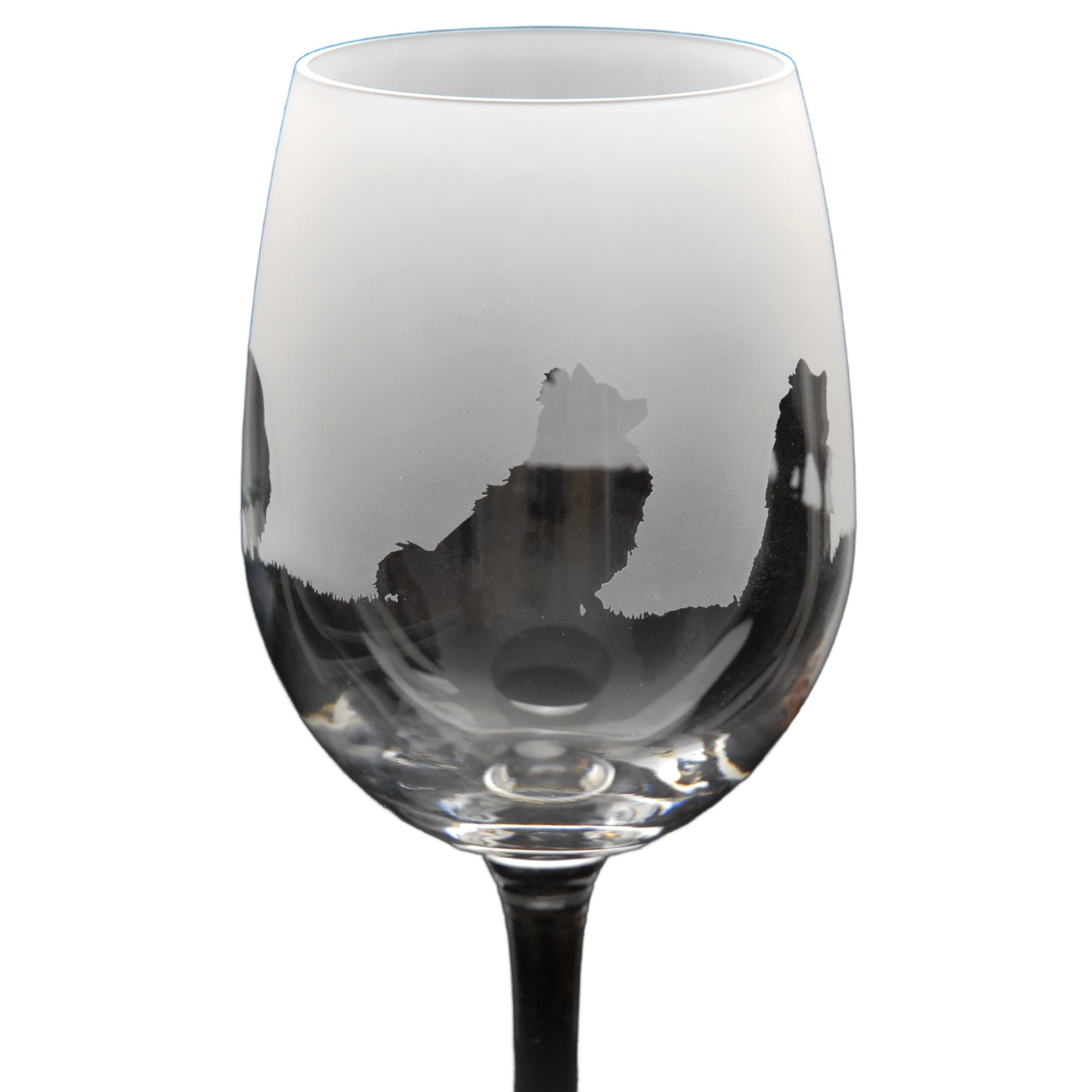 GLYPTIC Glass Art Pomeranian Dog Frieze Hand Etched/Engraved Crystal Wine Glass โ image 1