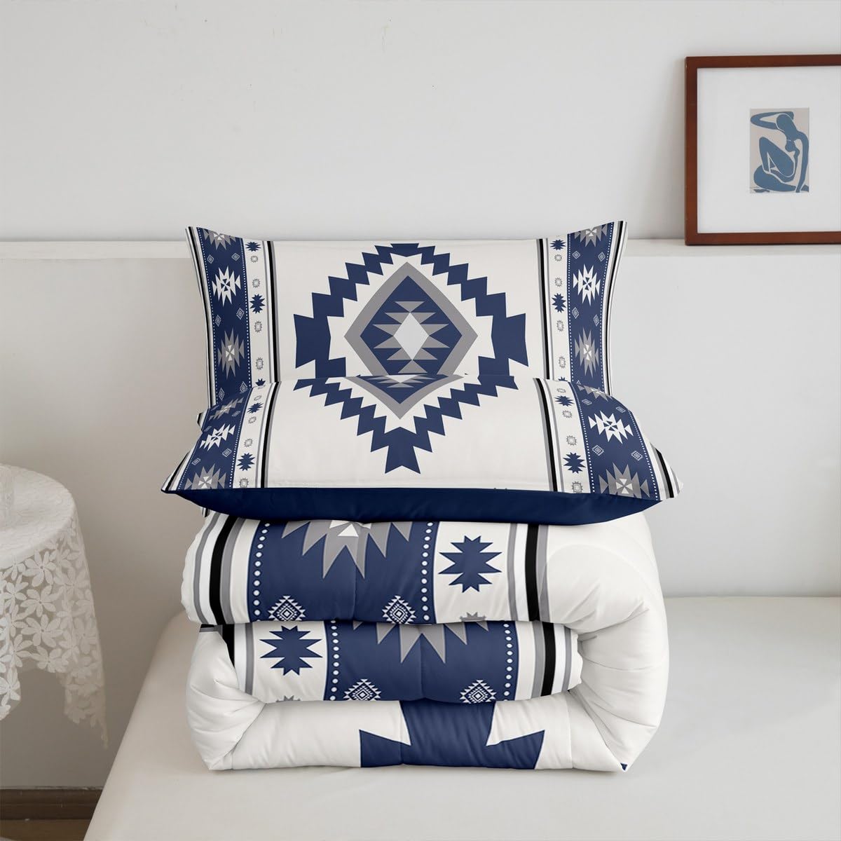 Erosebridal Bettwäsche-Set für Jungen, Western-Azteken-Bettwäsche-Set, Tribal-Südwestliches geometrisches Bettdecken-Set für Teenager, Erwachsene, Schlafzimmer, exotische Boho-Daunendecke, indische