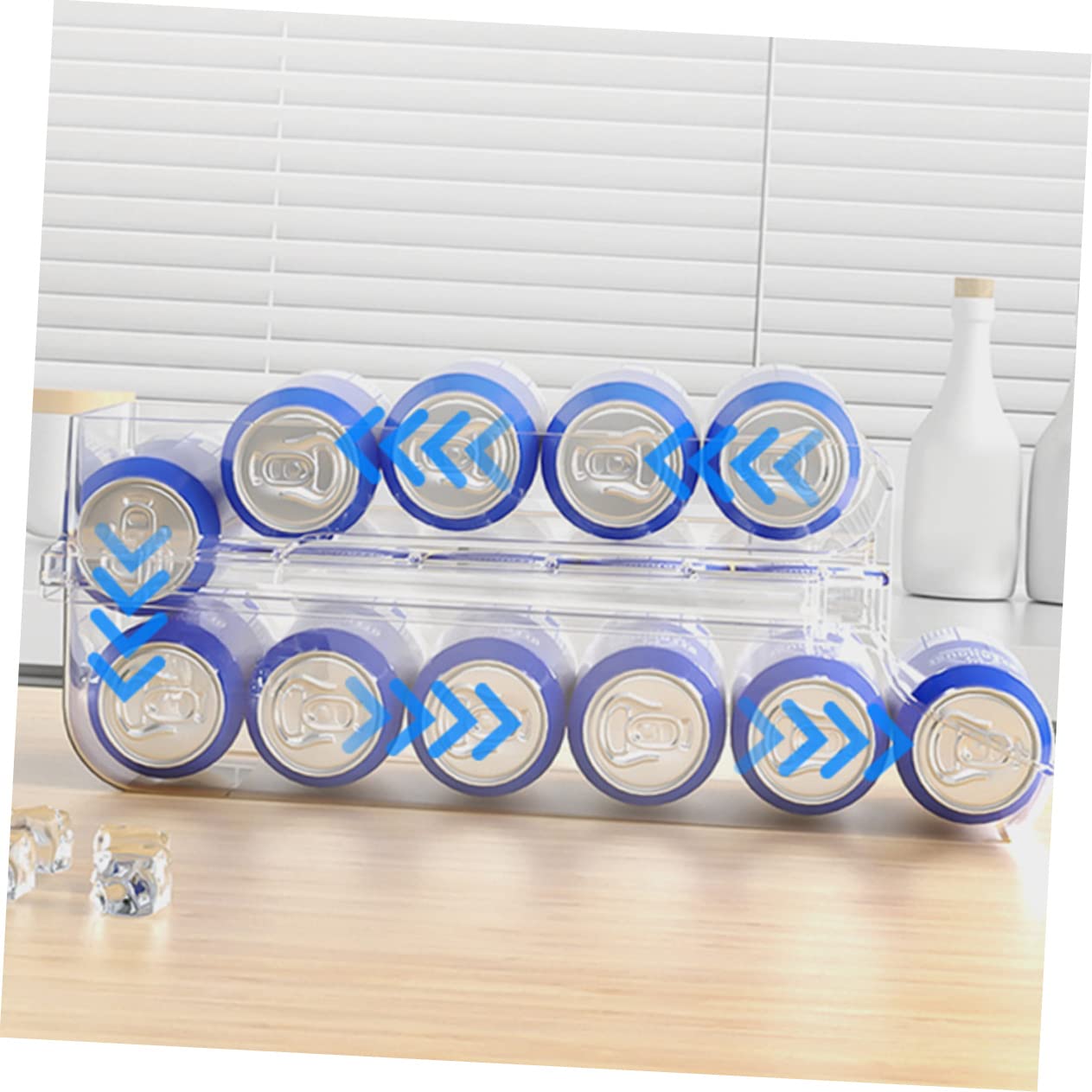 Mobestech Organizador Las Diseño Bebidas de Plástico de Doble para de Capa Soporte Que Conserva Nevera para Latas en Apartamentos y RVs