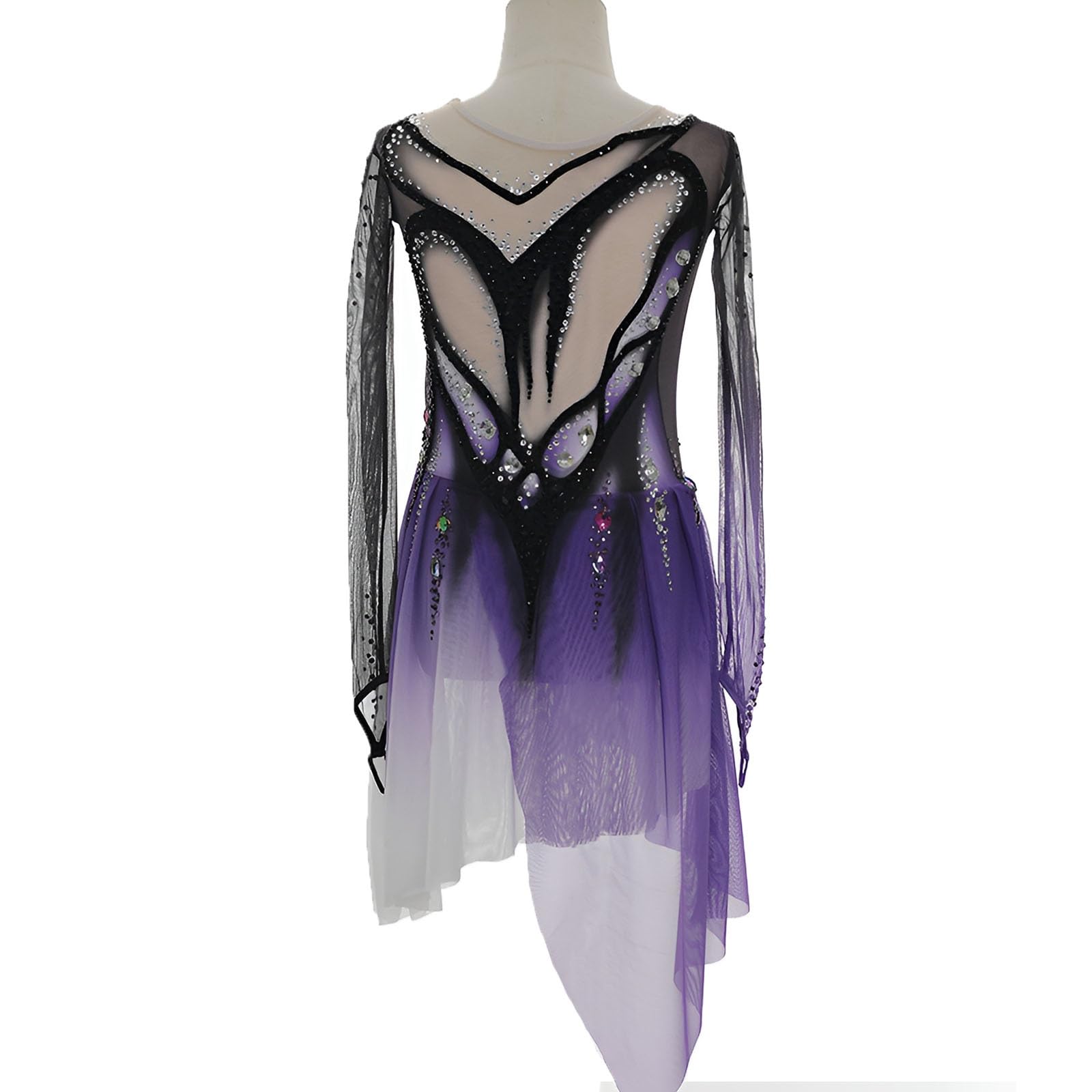 Kmarouse Girls and Ladies Figure Skating Dress, Glittering Rhinestone Design, Stretchy for Competition and Training(X-Small) Purple