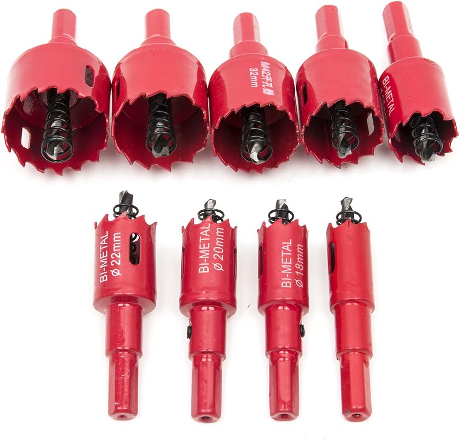 M42 HSS Hole Saw Set, Ankoow 9Pcs 16-38mm Heavy Duty Hole Saw Tooth Cutting Opener Drill Bit for Wood Aluminum Iron Sheet Pipe Plastic