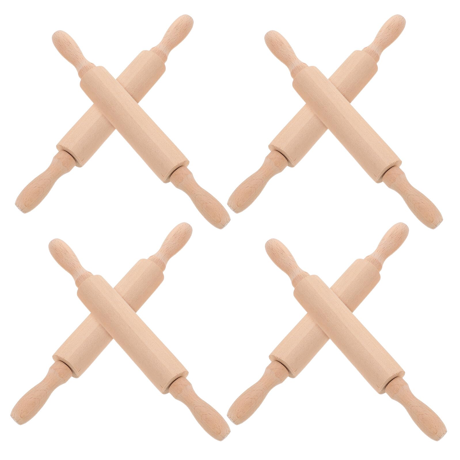 Rodillo de Madera para Hornear, Antiadherente y Tamaño Infantil, Adecuado para Repostería y Manualidades, 8 Piezas