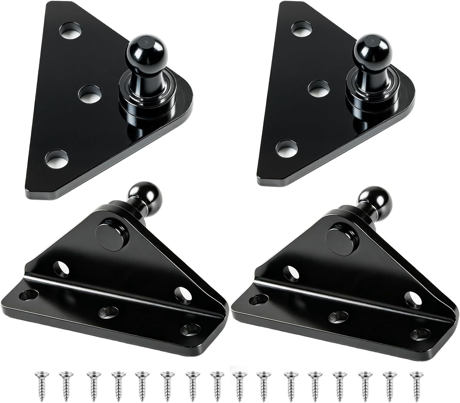 Vepagoo Gas Strut Mounting Brackets, 10mm Ball Stud Mounting Bracket for Lift Support Strut with 2pcs L-Type, 2pcs Flat-Type and 16pcs Screws (Only Fits 10mm Ball Head), Black