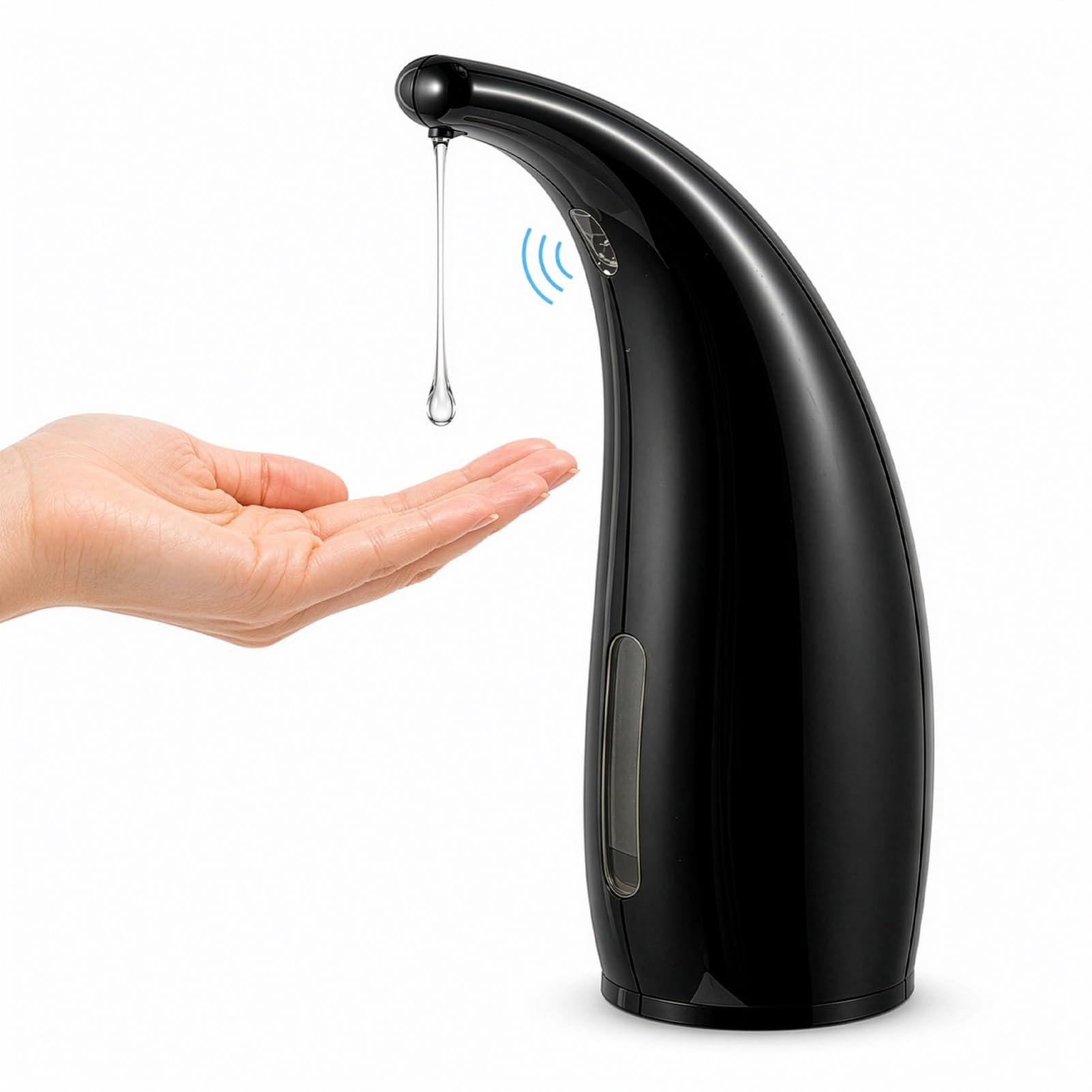 Minifactory Automatic Soap Dispenser 300ml Touchless Liquid Soap Dispenser Battery Operated Hand Sanitizer Pump IPX6 Waterproof ABS Material for Kitchen Bathroom Shower (Black)