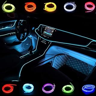 San Jison Car Decorations El Wire 5m/16ft Led Flexible Soft Tube Wire Lights Neon Glowing Car Rope Strip Light Xmas Decor DC 12V for Car 360 Degrees of Illumination(5m,Ice Blue)