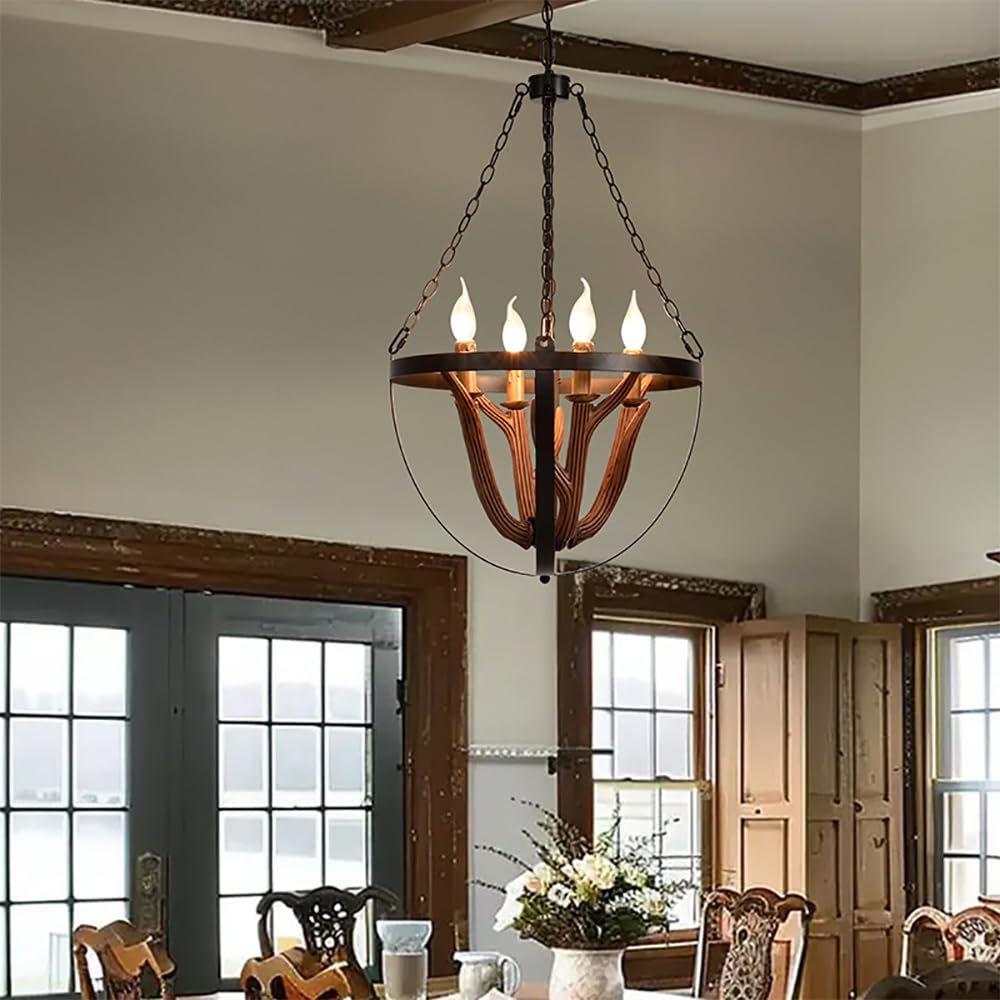 SXECAEPS Modern creative chandelier American Retro Personality Creative Living Room Restaurant Bedroom Clothing Store Cafe Bar Log Cabin Pendant Light (C D45CM)